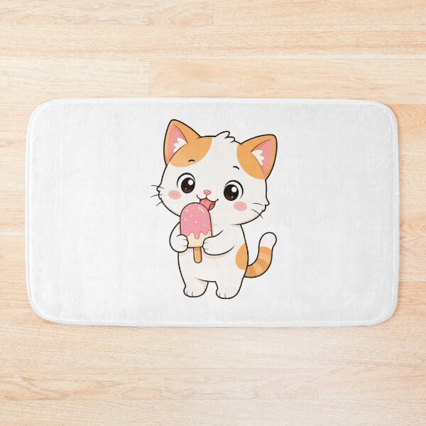 Item preview, Cute Cat Eating Pink Popsicle Kawaii Cartoon Summer Treat Design designed and sold by Seculinator.