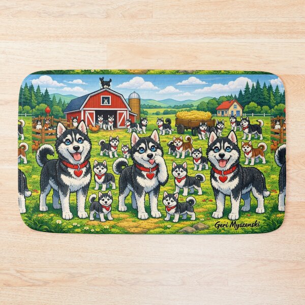 Item preview, Happy Huskies on the Farm designed and sold by The Art Queen Of Michigan .