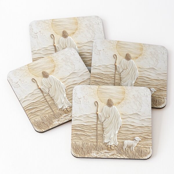 Item preview, The Good Shepherd Walking with His Lamb | Minimalist Christian Textured Wall Art designed and sold by Jesus-istheway.