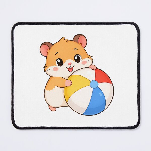 Item preview, Cute Hamster Hugging Beach Ball Kawaii Cartoon Summer Design designed and sold by Seculinator.