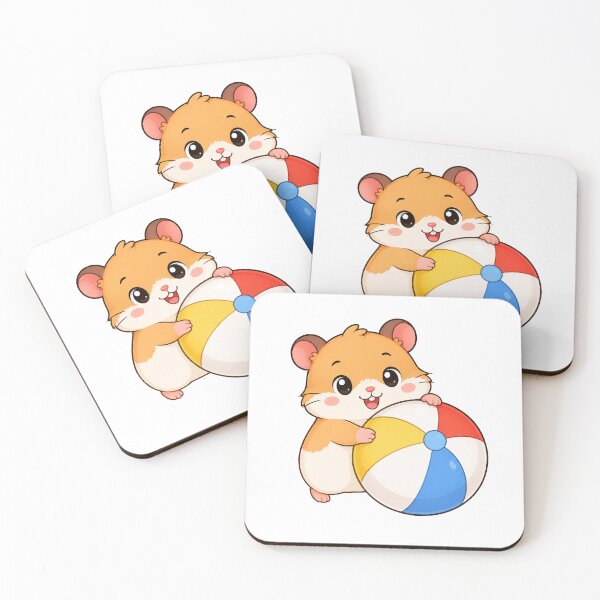 Item preview, Cute Hamster Hugging Beach Ball Kawaii Cartoon Summer Design designed and sold by Seculinator.