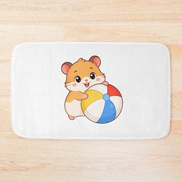 Item preview, Cute Hamster Hugging Beach Ball Kawaii Cartoon Summer Design designed and sold by Seculinator.