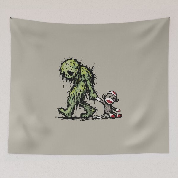 Item preview, Funny Cryptid Swamp Creature Bedtime Sock Monkey Stuffie designed and sold by TackyTime.