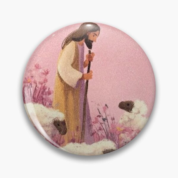 Item preview, Jesus the Good Shepherd in a Pink Wildflower Meadow | Christian Faith Art designed and sold by Jesus-istheway.