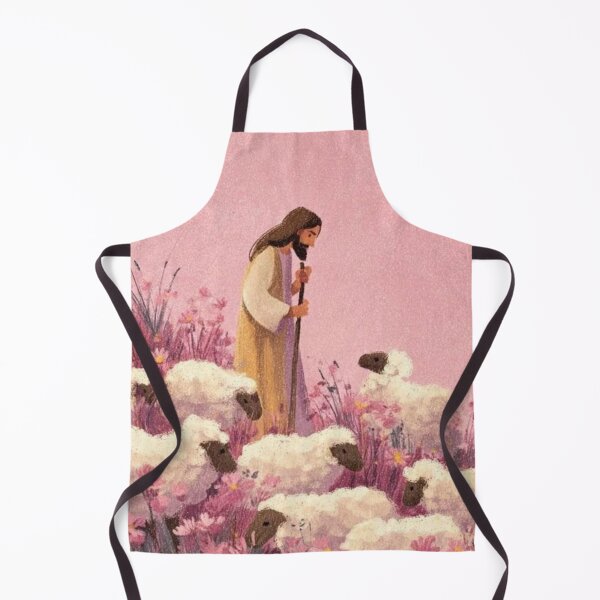 Item preview, Jesus the Good Shepherd in a Pink Wildflower Meadow | Christian Faith Art designed and sold by Jesus-istheway.
