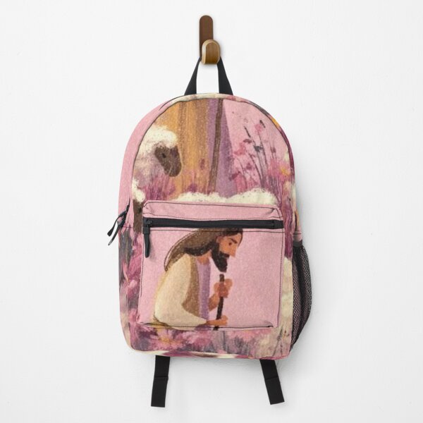 Item preview, Jesus the Good Shepherd in a Pink Wildflower Meadow | Christian Faith Art designed and sold by Jesus-istheway.