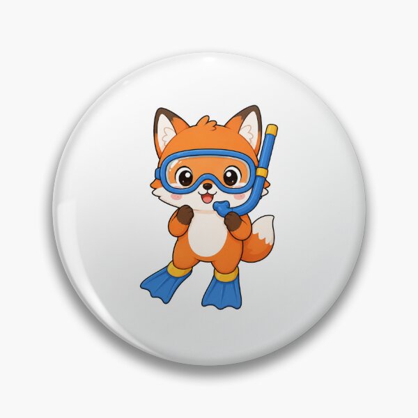 Item preview, Cute Fox Wearing Snorkel Gear Kawaii Cartoon Beach Adventure Design designed and sold by Seculinator.