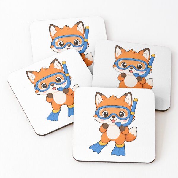 Item preview, Cute Fox Wearing Snorkel Gear Kawaii Cartoon Beach Adventure Design designed and sold by Seculinator.