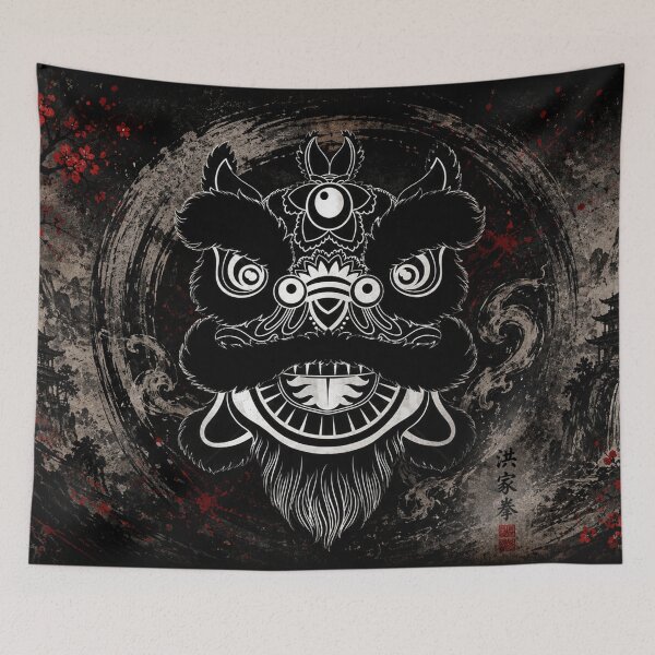Item preview, Chinese Lion Dance Mask | Traditional Kung Fu Heritage Art designed and sold by Fei Long Design Hub.