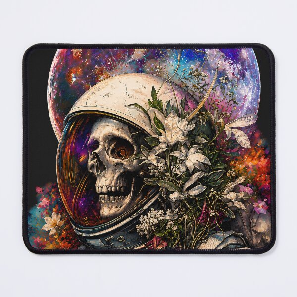 Item preview, Astronaut skull with wildflowers and galactic moon designed and sold by TommyDraws-5-.