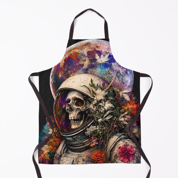 Item preview, Astronaut skull with wildflowers and galactic moon designed and sold by TommyDraws-5-.