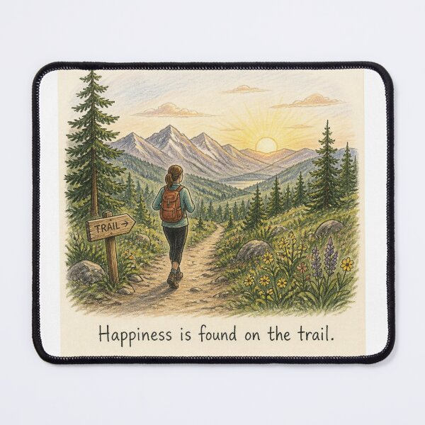 Item preview, Happiness is found on the trail designed and sold by CinemaChronik.