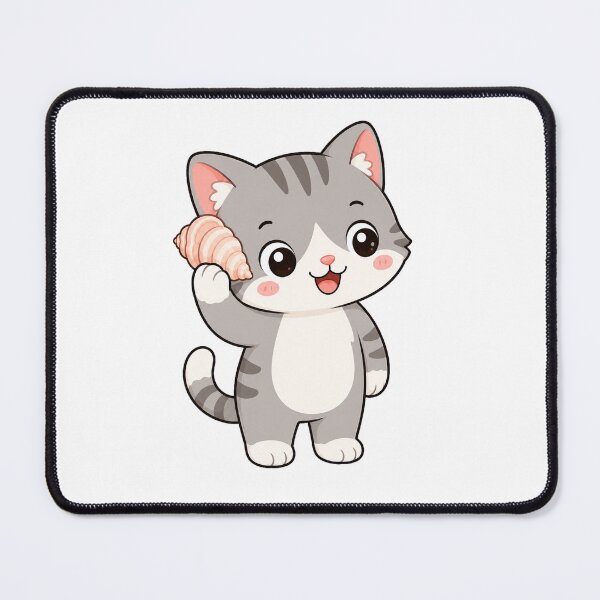 Item preview, Cute Cat Holding Seashell to Ear Kawaii Cartoon Beach Design designed and sold by Seculinator.