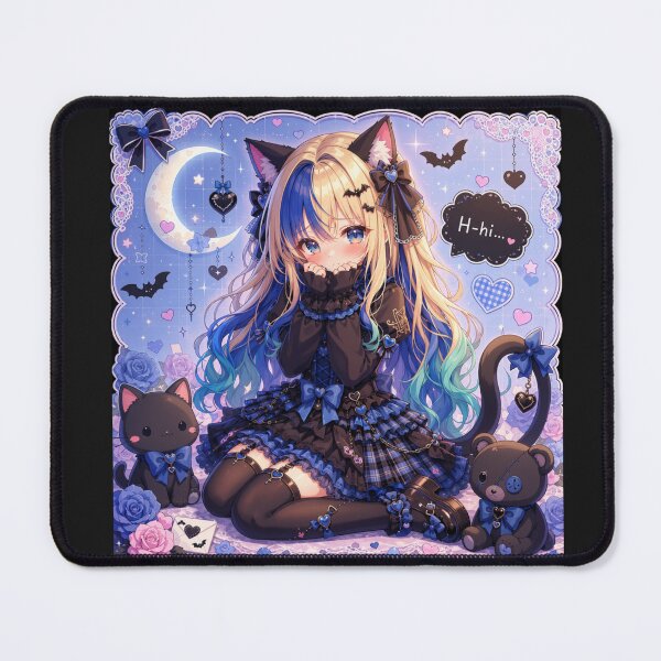 Item preview, H-Hi… – Shy Gothic Neko Girl Aelyra Blue Moon Aesthetic designed and sold by Revyra.