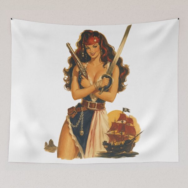 Item preview, Vintage Pirate Pin-Up Captain – Retro High Seas Adventure designed and sold by Cosplayvintage.