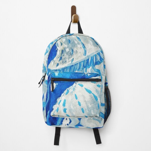 Item preview, White Jellyfish Painting Floating With Small Fish In Deep Sea Water designed and sold by AstroOceania.