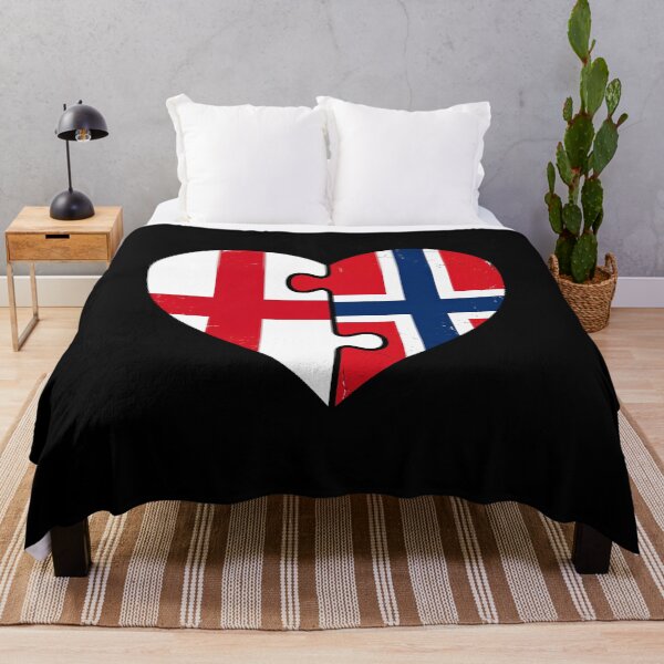 Item preview, Half Norwegian Half English Puzzle Heart Norway England Flag designed and sold by Majnon8bp.