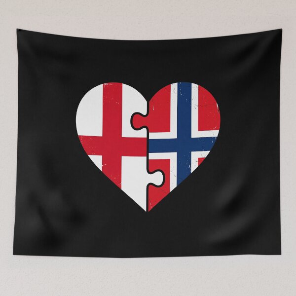 Item preview, Half Norwegian Half English Puzzle Heart Norway England Flag designed and sold by Majnon8bp.