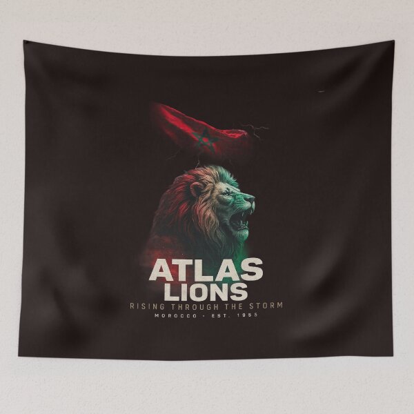 Item preview, Atlas Lions Morocco Football Roaring Lion Design - Rising Through The Storm designed and sold by Barkashow.