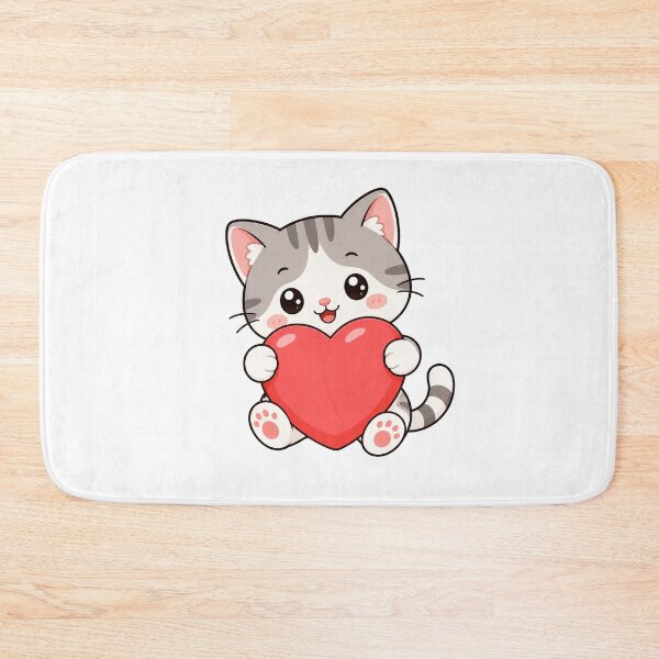 Item preview, Cute Kawaii Cat Holding Big Red Heart designed and sold by Seculinator.