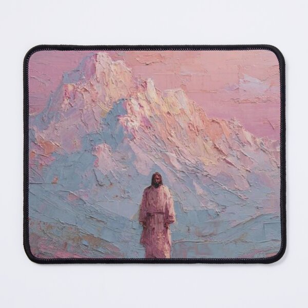 Item preview, Jesus Before the Mountains | Pastel Christian Landscape Oil Painting designed and sold by Jesus-istheway.