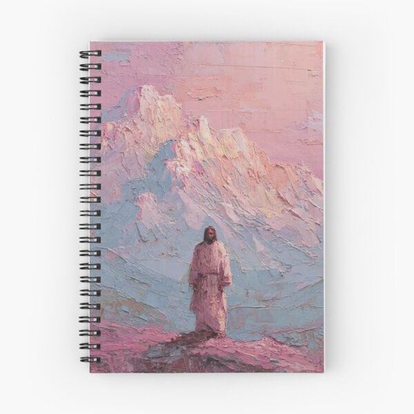 Item preview, Jesus Before the Mountains | Pastel Christian Landscape Oil Painting designed and sold by Jesus-istheway.