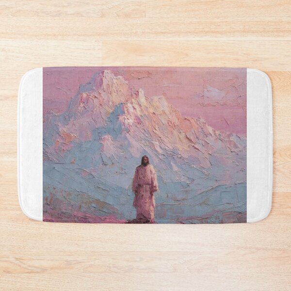 Item preview, Jesus Before the Mountains | Pastel Christian Landscape Oil Painting designed and sold by Jesus-istheway.