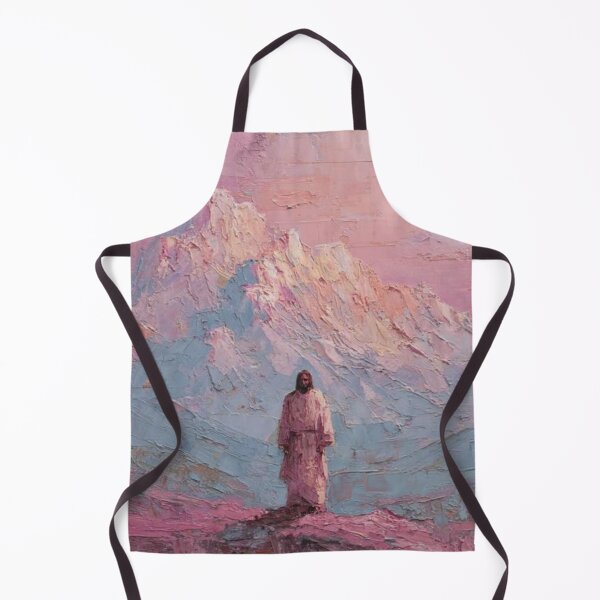 Item preview, Jesus Before the Mountains | Pastel Christian Landscape Oil Painting designed and sold by Jesus-istheway.