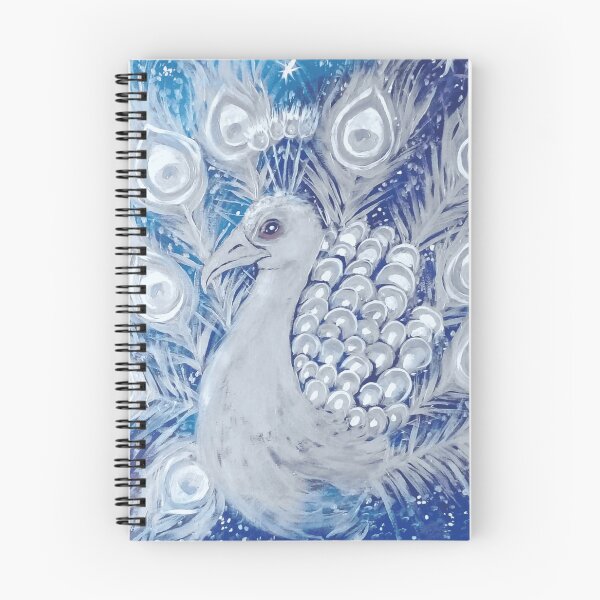 Item preview, White Peacock Painting With Spread Feathers On Starry Night Sky designed and sold by AstroOceania.