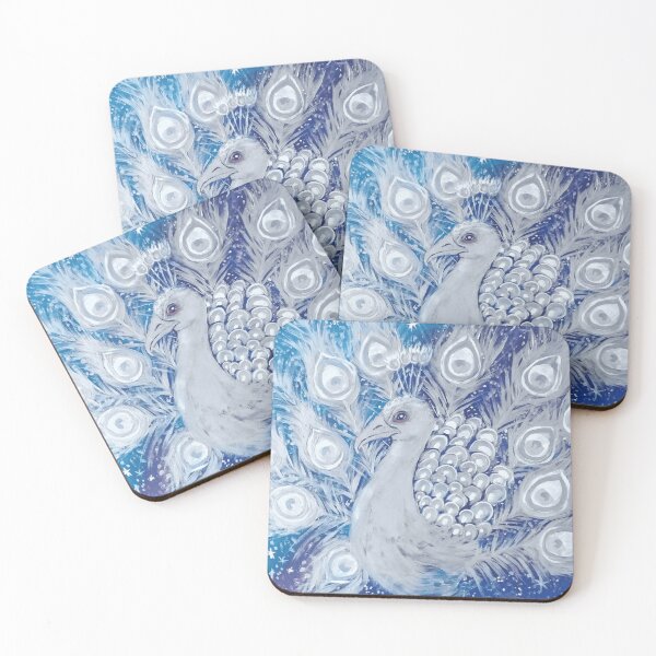 Item preview, White Peacock Painting With Spread Feathers On Starry Night Sky designed and sold by AstroOceania.