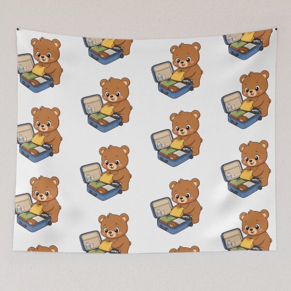 Item preview, Cute Teddy Bear Packing Suitcase Travel Illustration designed and sold by Seculinator.