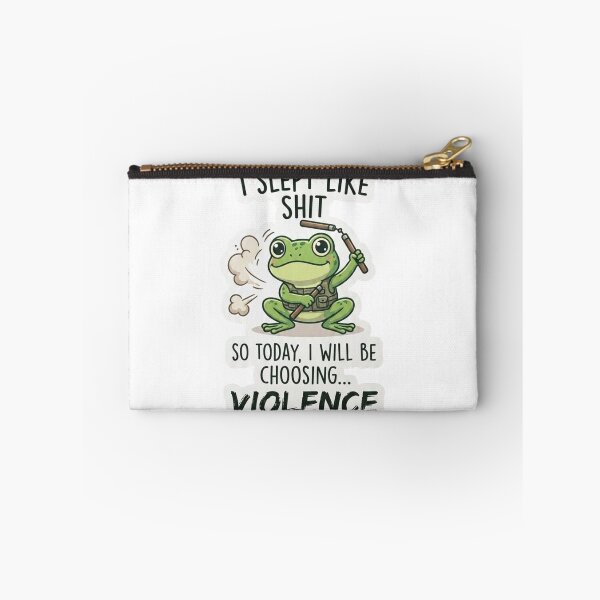 Item preview, Funny Tired Frog Choosing Violence Cute Cartoon Meme designed and sold by LittleStickerPlanet.