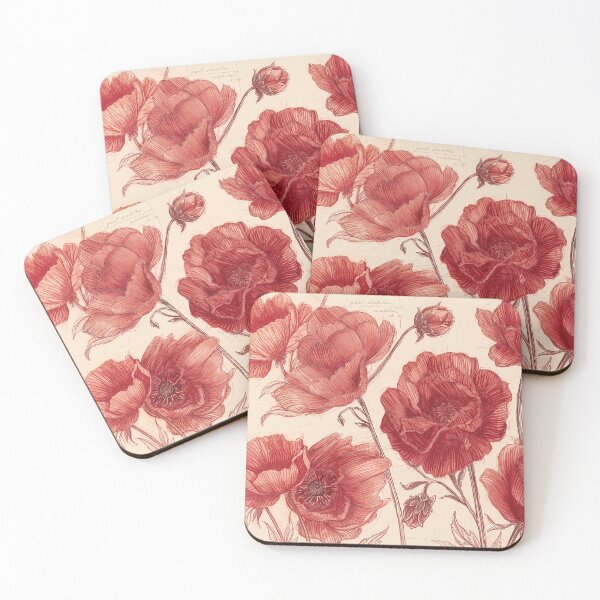 Item preview, Vintage Crimson Poppies – Antique Botanical Sketch designed and sold by ArtLiberatis.
