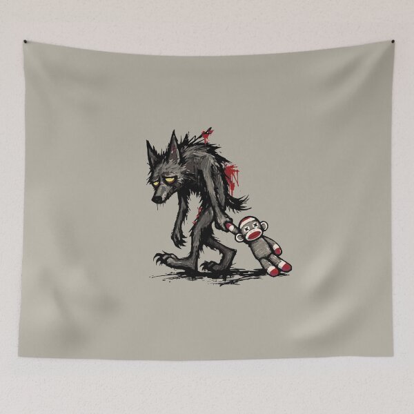 Item preview, Funny Monster Werewolf Bedtime Sock Monkey Stuffie designed and sold by TackyTime.