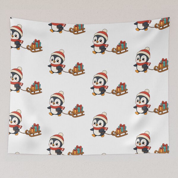 Item preview, Cute Christmas Penguin Pulling Winter Gift Sled designed and sold by Seculinator.