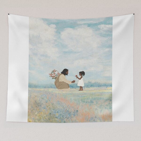 Item preview, Jesus Receiving a Child’s Flower | Heartwarming Christian Pastel Artwork designed and sold by Jesus-istheway.