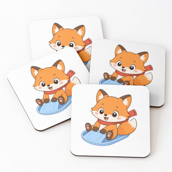 Item preview, Cute Winter Fox Sledding Cartoon Holiday Illustration designed and sold by Seculinator.
