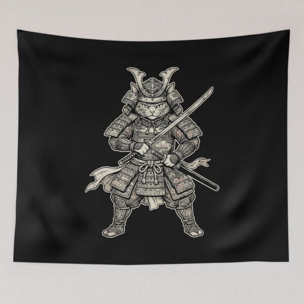 Item preview, Cat Samurai | Japanese Sword Warrior Design Cat Art designed and sold by SOUFIANE1991.