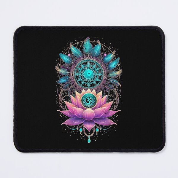 Item preview, Lotus Om Mandala Spiritual Art | Boho Feathers Meditation Design designed and sold by LONE SPIRIT CO..