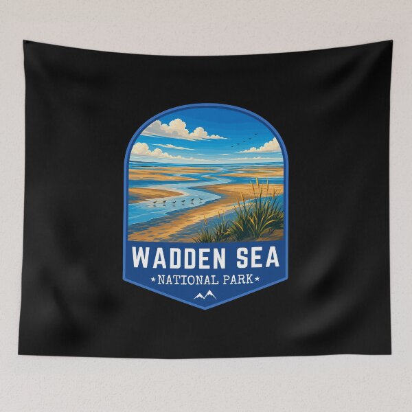 Item preview, Wadden Sea National Park in Denmark, Retro Travel Art Emblem designed and sold by MaateoDesign.