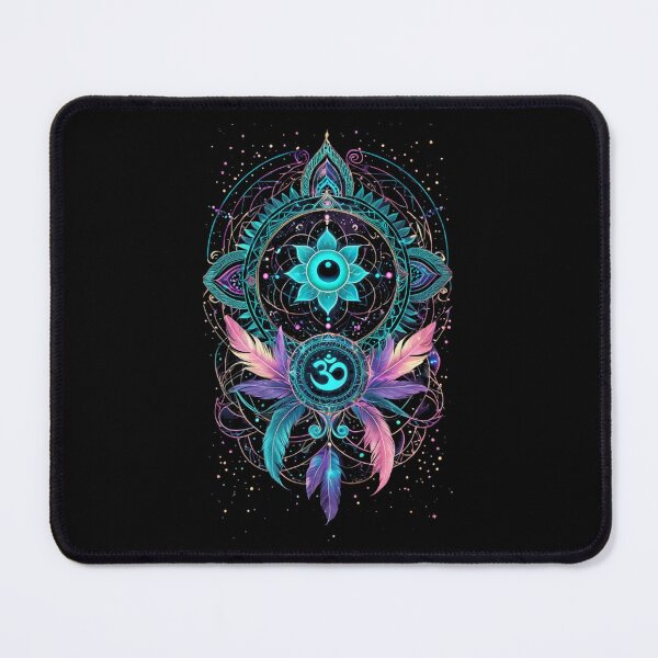 Item preview, Lotus Om Mandala Spiritual Art | Boho Feathers Meditation Design designed and sold by LONE SPIRIT CO..