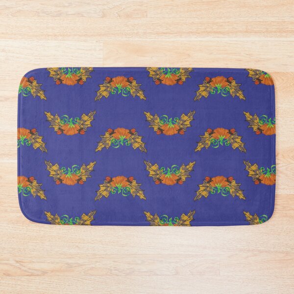 Item preview, Pumpkins and Oak Leaves with Acorns on Blue designed and sold by Digitalmyth's Designs.