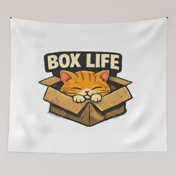 Item preview, Box Life – Cute Sleeping Cat in a Cardboard Box | Funny Cat Lover Design designed and sold by ser-Ile.