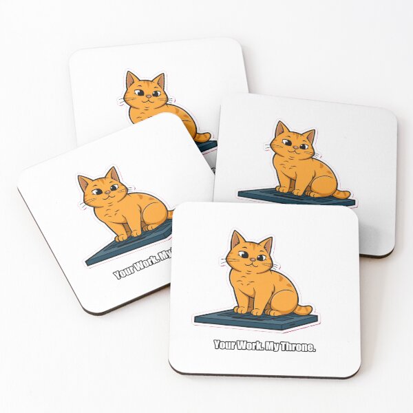 Aperçu de l'œuvre Orange Cat - Your Work My Throne - Funny Cat Laptop Gift créée et vendue par pawdrops.