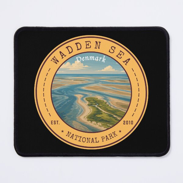 Item preview, Wadden Sea National Park in Denmark, Vintage Travel Art Circle Emblem designed and sold by MaateoDesign.