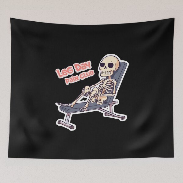Item preview, Leg Day Pain Club – Funny Kawaii Skeleton Gym Design designed and sold by Sparkofart07.