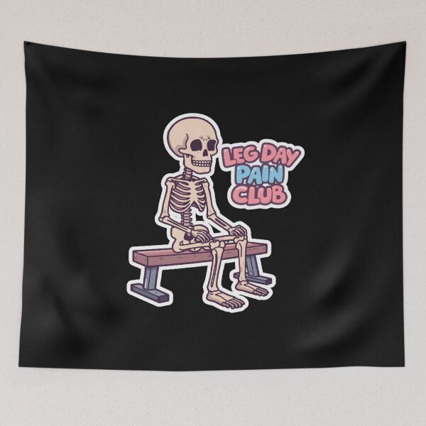 Item preview, Leg Day Pain Club – Funny Kawaii Skeleton Gym Design designed and sold by Sparkofart07.