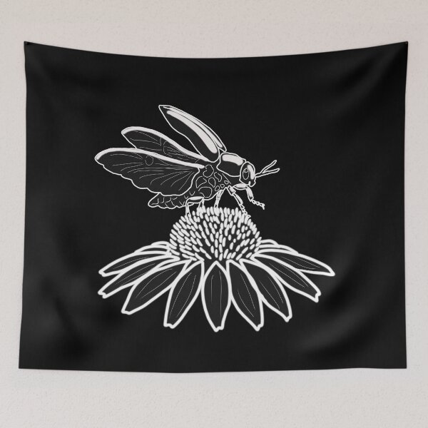 Item preview, Stag Beetle on Wildflower Unique Minimalist Illustration designed and sold by LeshanArt.