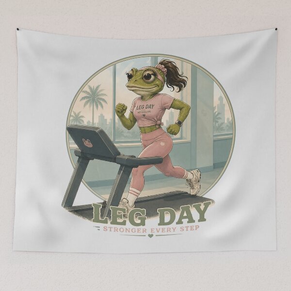 Item preview, Gym Frog Leg Day Stronger Every Step Female Workout designed and sold by MythicCotton.