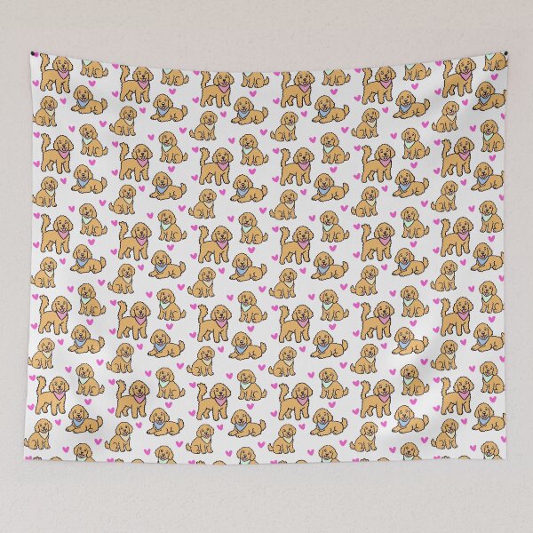Item preview, Goldendoodle Dogs and Hearts Doodle Pattern designed and sold by CI Creative Design LLC.